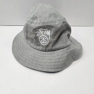 Stussy Bucket Hat Size S/M Green SS Link Logo Streetwear 100% Cotton